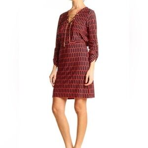 Coral Rose & Navy Geometric Print Chain Midi Dress by Michael Michael Kors